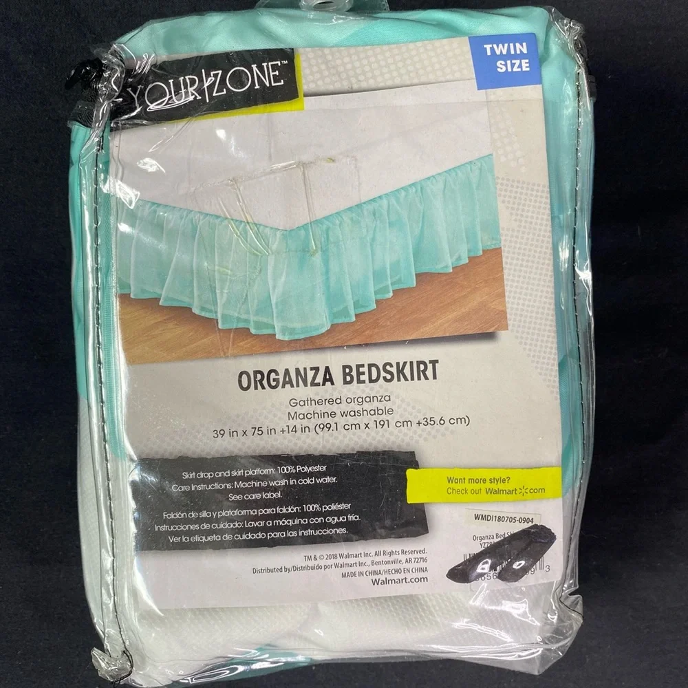 Organza Teal Twin size Bedskirt.